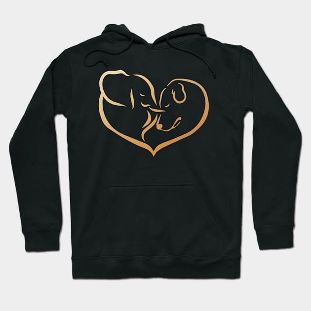 Heart Shape  Elephant And Dog Hoodie by dreadtwank